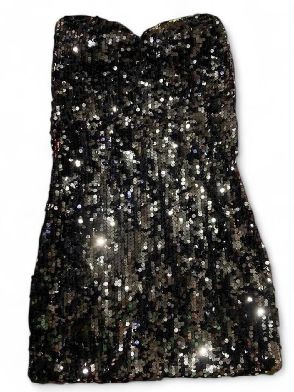 As U Wish Strapless Black Sequin Dress
